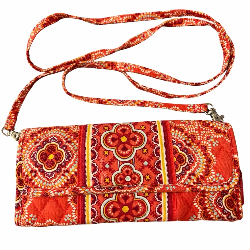 Vera Bradley Vibrant Orange and Yellow and Red Boho Wristlet